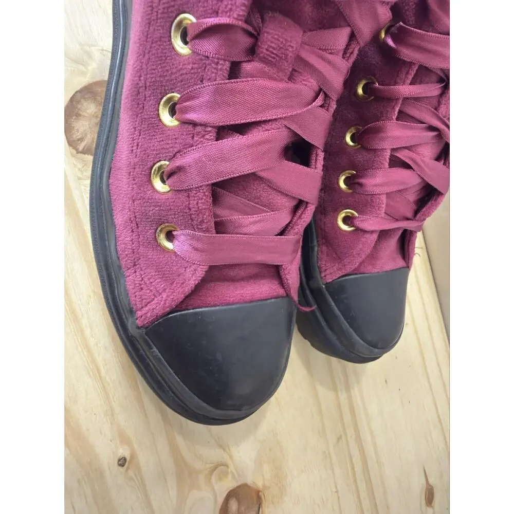 Converse Chuck Taylor Lugged High Top Platform Velvet Berry Big Kids Size 3.5